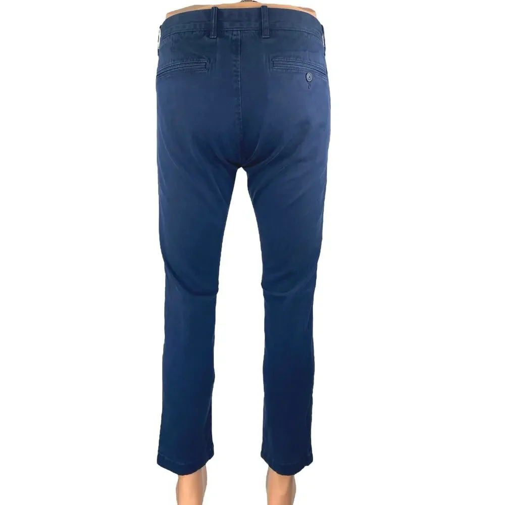 J.Crew Men's Blue Tapered Leg Mid Rise Slim Stretch Trousers Dress Pants Size 30